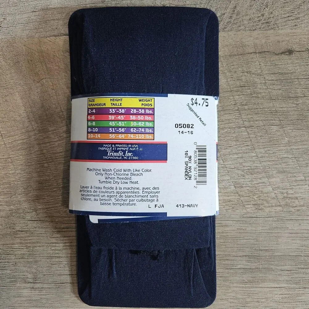 Trimfit Microfiber Tights Lot of 9 Girls Size 14-16 Navy Blue Nylon Spandex NEW